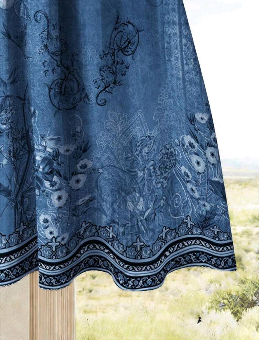 Conjunto de 2 piezas de falda con estampado floral y blusa color azul