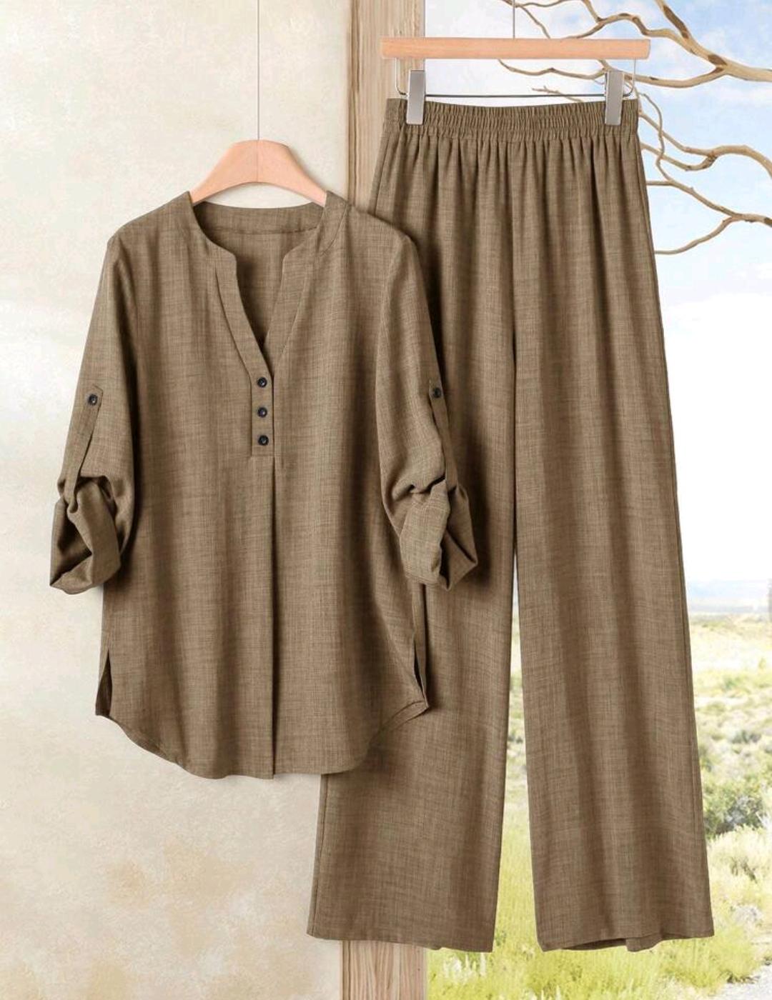 Conjunto de 2 piezas de pantalón y blusa manga larga – Bajo pedido
