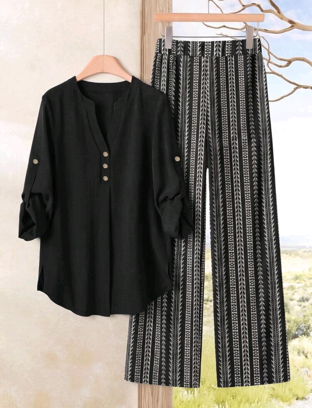 Conjunto de 2 piezas de pantalón y blusa manga larga – Bajo pedido