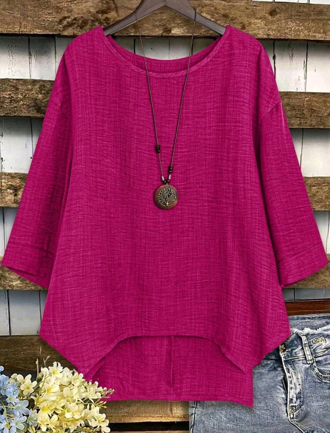 Blusa Plus de corte amplio y manga media | Bajo pedido