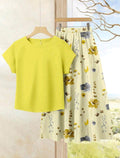 2 piezas Conjunto de top casual de unicolor + falda estampada para vacaciones y disfrutar del verano.