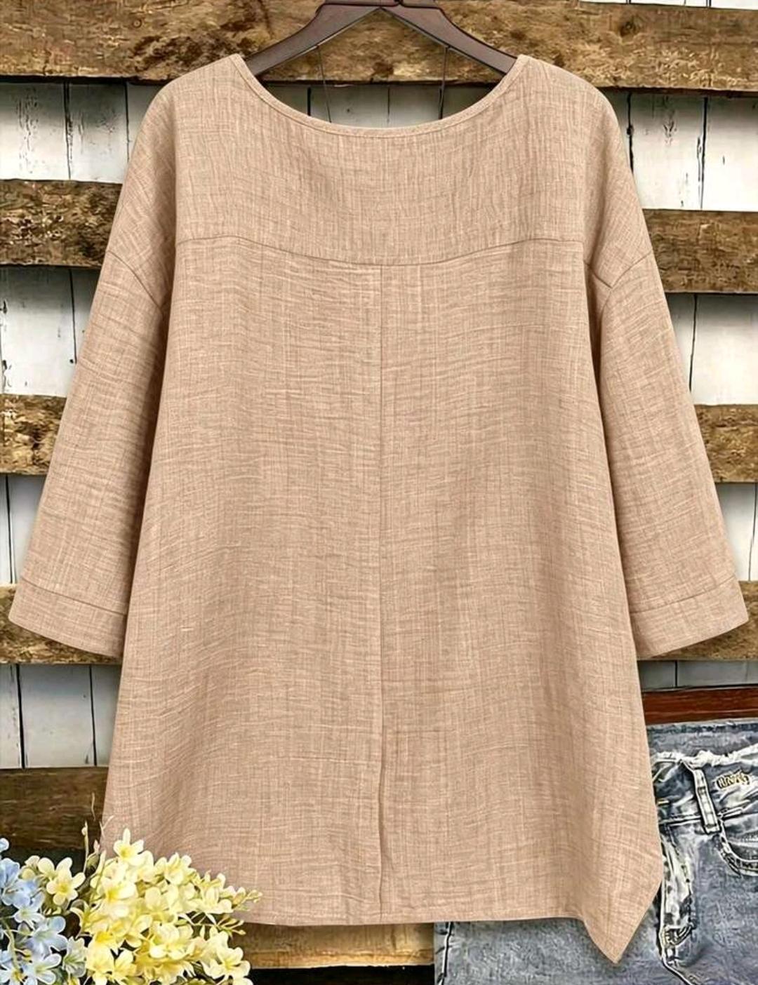 Blusa Plus de corte amplio y manga media | Bajo pedido
