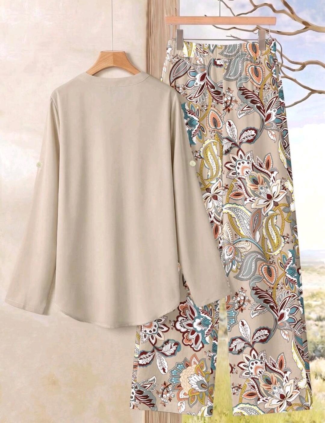 Conjunto de 2 piezas de pantalón y blusa manga larga – Bajo pedido