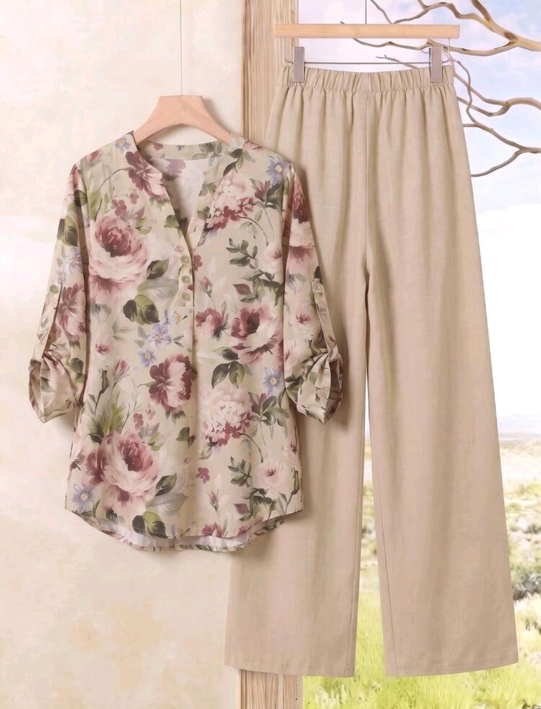 Conjunto de 2 piezas de pantalón y blusa manga larga – Bajo pedido