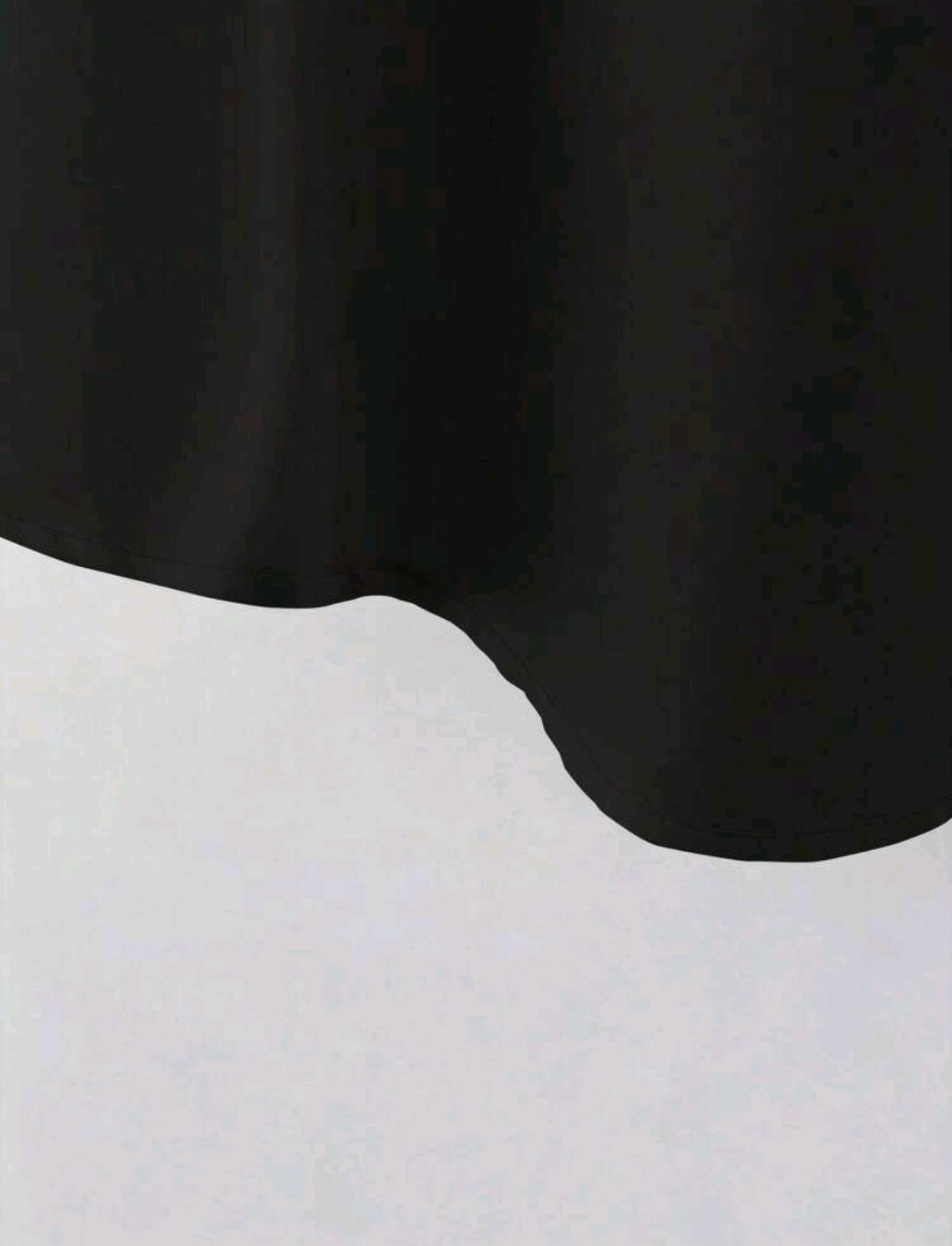 Conjunto casual de dos piezas incluye una blusa de talla grande de unicolor con cuello en V manga larga, y pantalones de pierna ancha estampados a rayas en blanco y negro.
